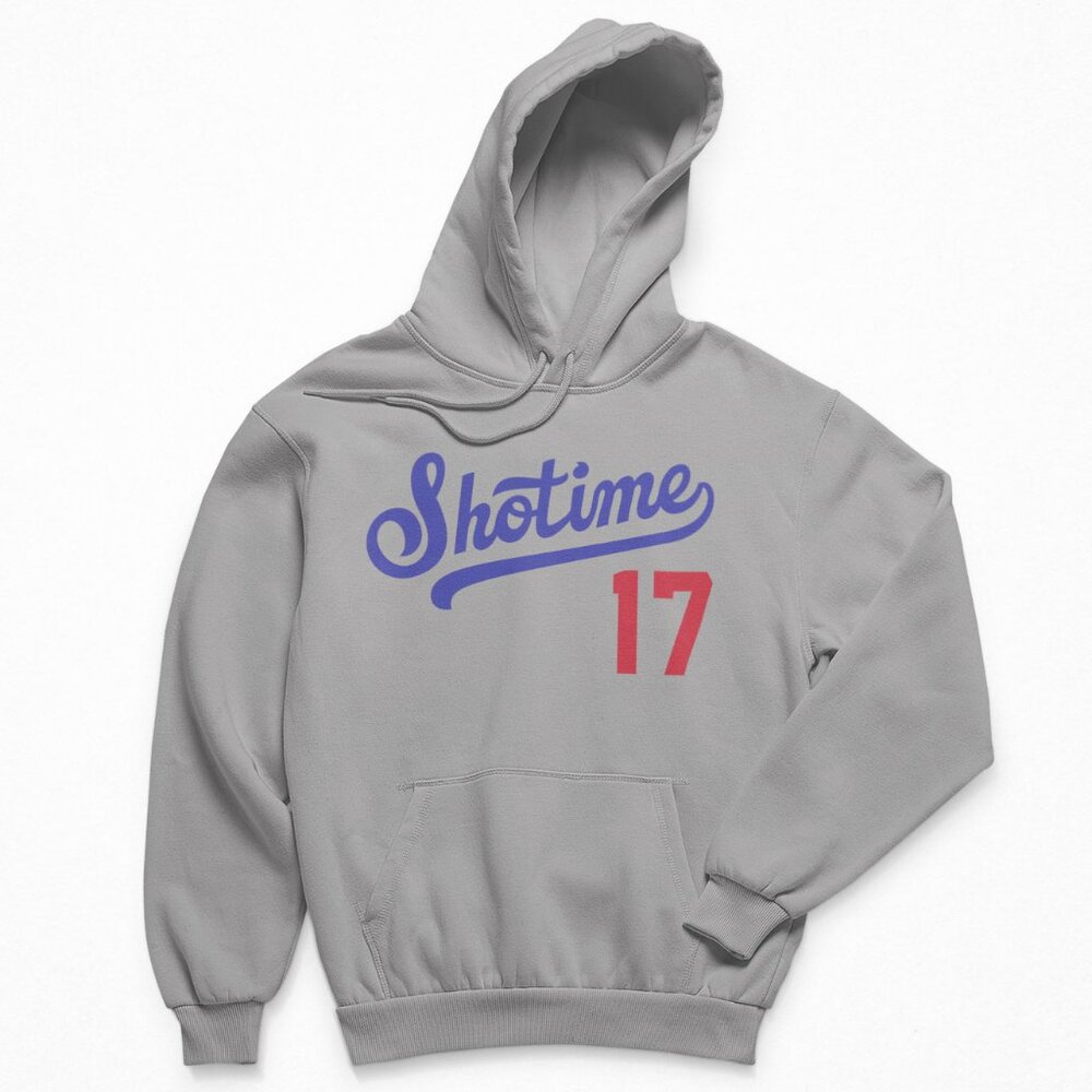 NEW Shotime Shohei Ohtani Dodgers Fan Mashup Fleece Pullover Hoodie GREY